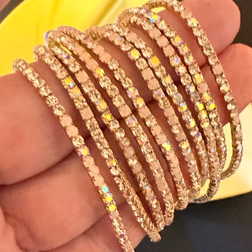 108. Sparkling Gold and Pink Bracelet Set